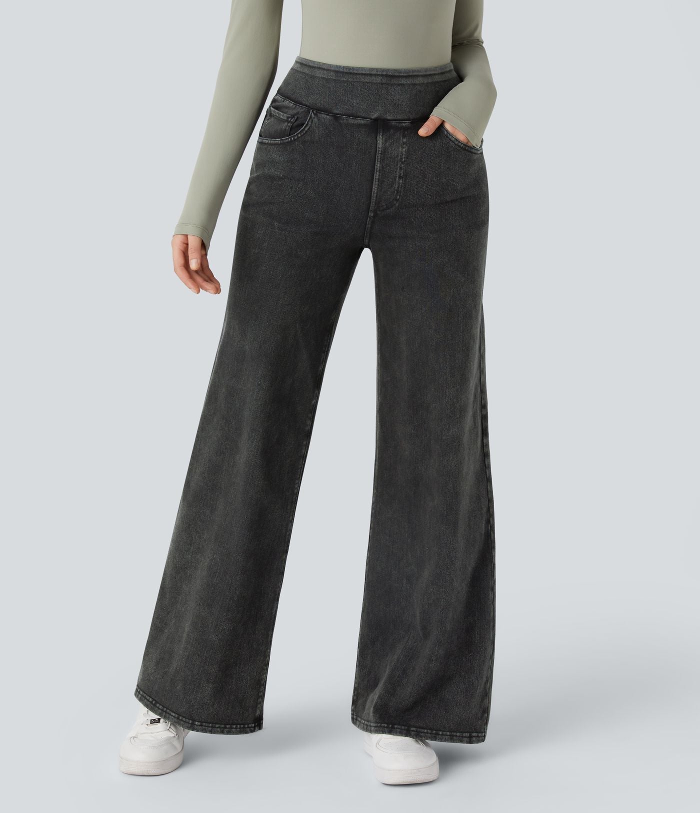 Halara Flex™ Denim Heat Jean large casual taille haute avec poches