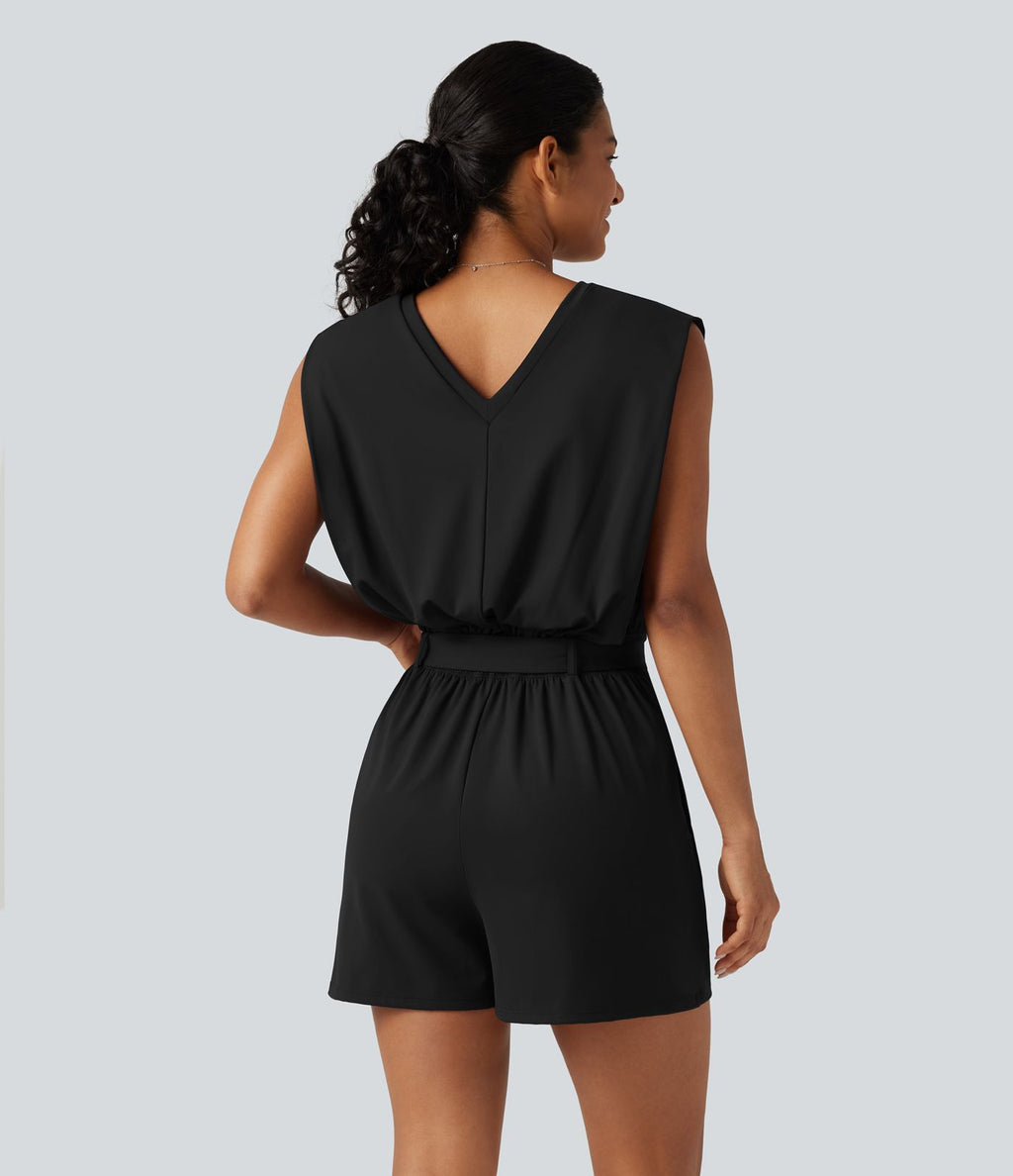 Combishort SoftlyZero™ Airy effet frais InstantCool sans manches à col V avec ceinture, poches et protection solaire UPF50+ avec accès facile Easy Peasy