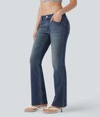 Jean bootcut délavé taille basse Halara Flex™ à poches multiples