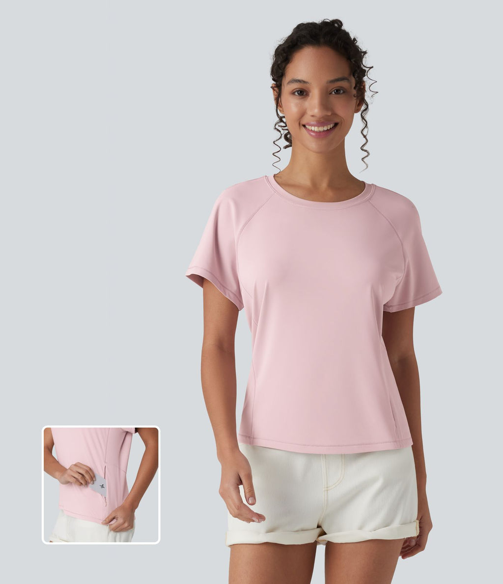 T-shirt casual col rond manches courtes avec poche