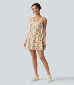 Robe active mini de danse 2-en-1 à petites fleurs, coussinets amovibles, poches et accès facile Easy Peasy