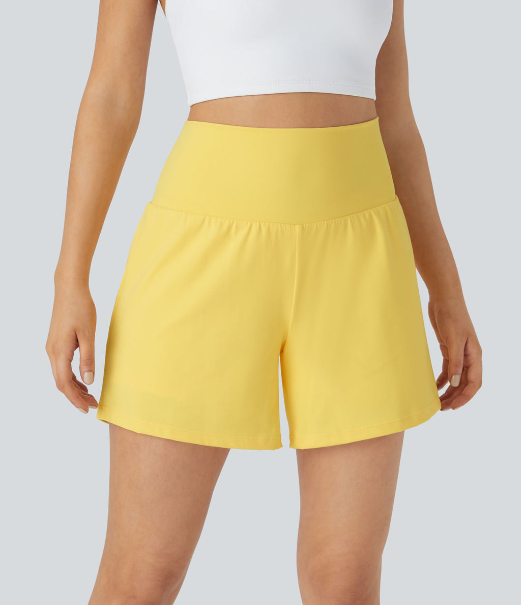 Short yoga 2-en-1 SoftlyZero™ Airy effet frais InstantCool taille très haute 12,5 cm avec poches, longueur allongée