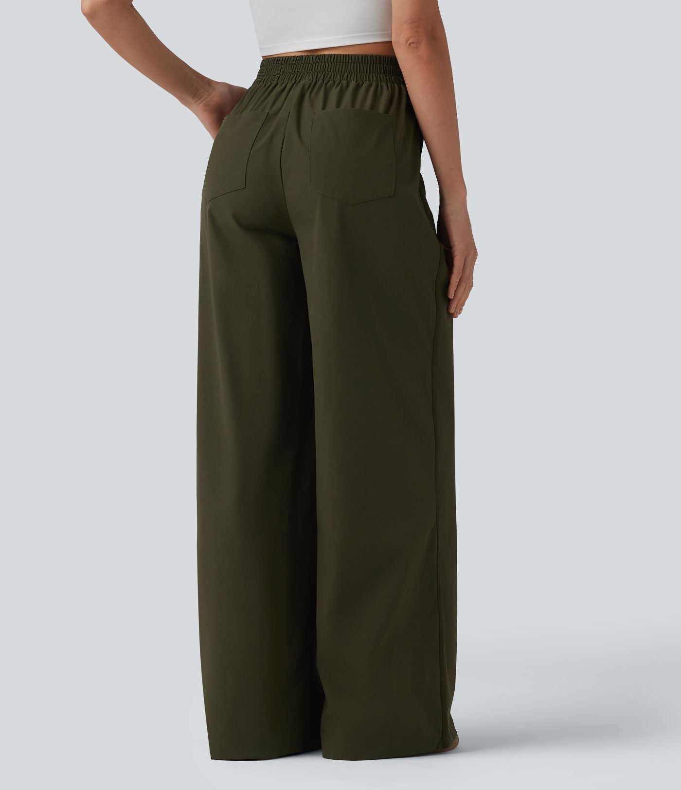 Pantalon large taille haute avec poches