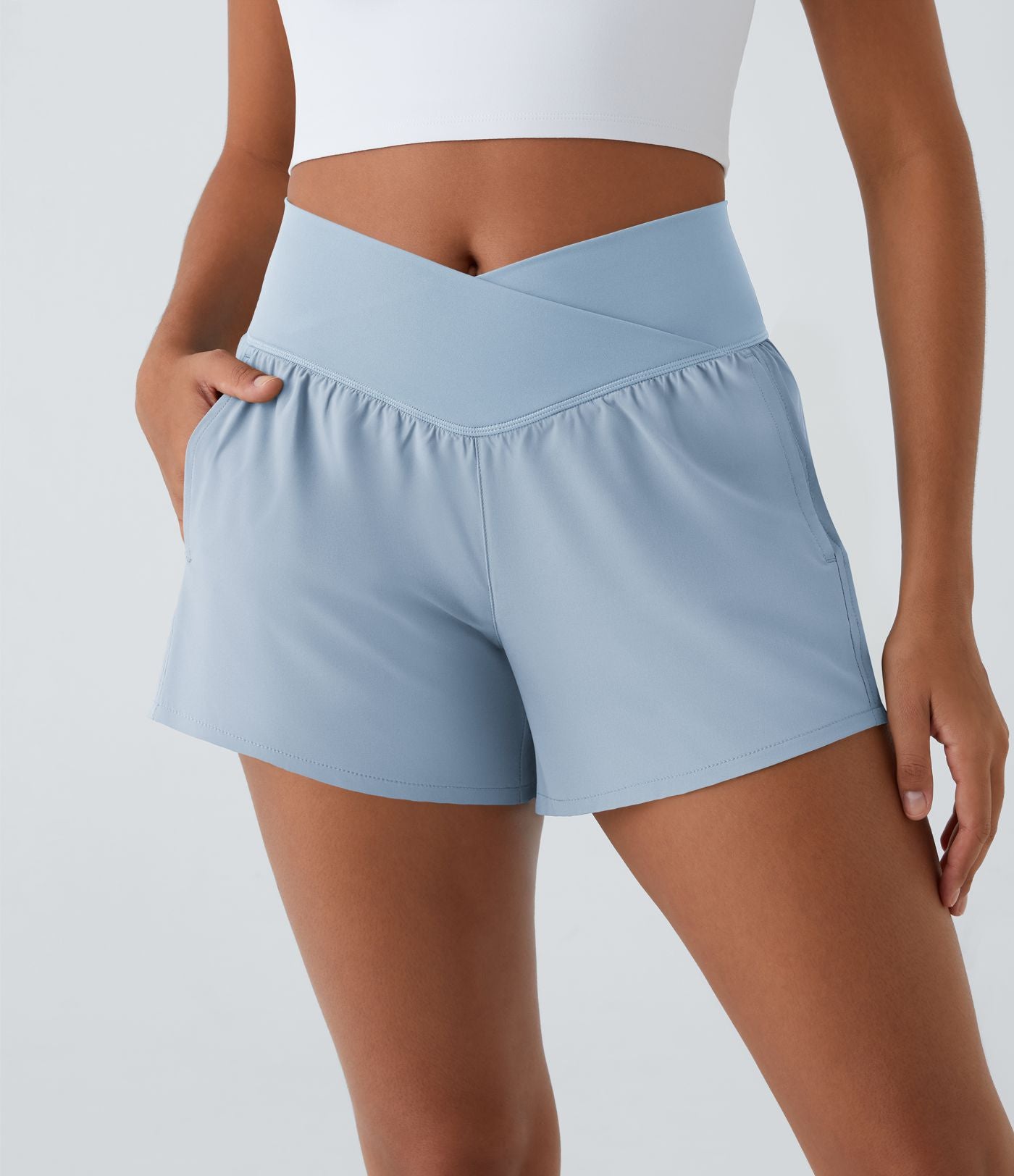 Breezeful™ Shorts 10cm Yoga Séchage Rapide 2 en 1 Taille Haute Poches Latérales Croisées