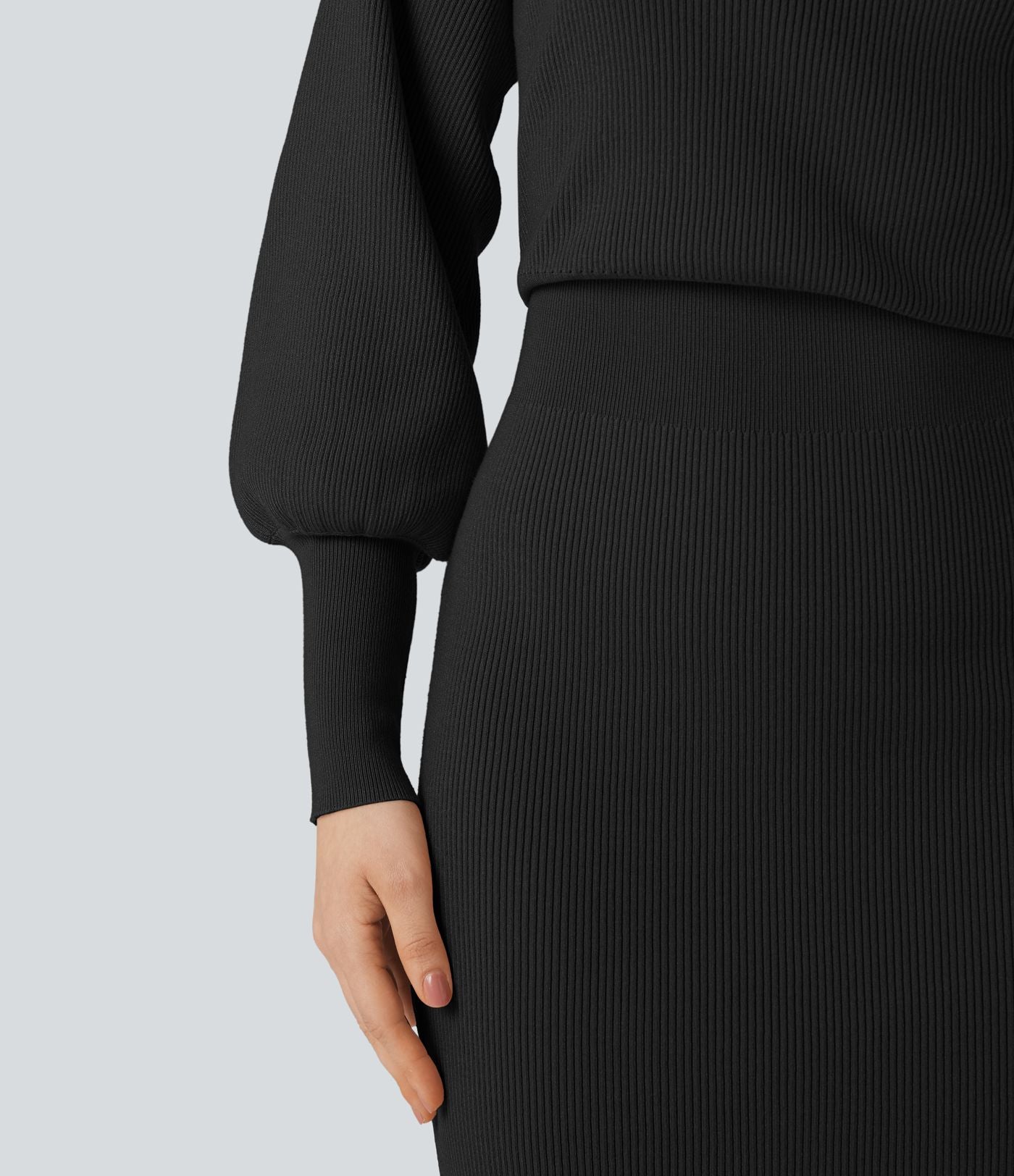 Robe pull mini moulante col bateau manches longues