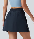 Jupe mini trapèze 2-en-1 taille haute avec boutons-pression et poches pour la randonnée