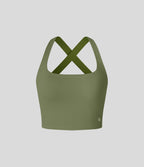 Débardeur yoga court SoftlyZero™ Airy col carré dos nu bretelles croisées effet frais InstantCool, bonnets A-C, protection solaire UPF50+