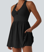 Robe sport de tennis mini Breezeful™ 2-en-1 séchage rapide col V dos nageur avec brassière intégrée à poches — édition Easy Peasy