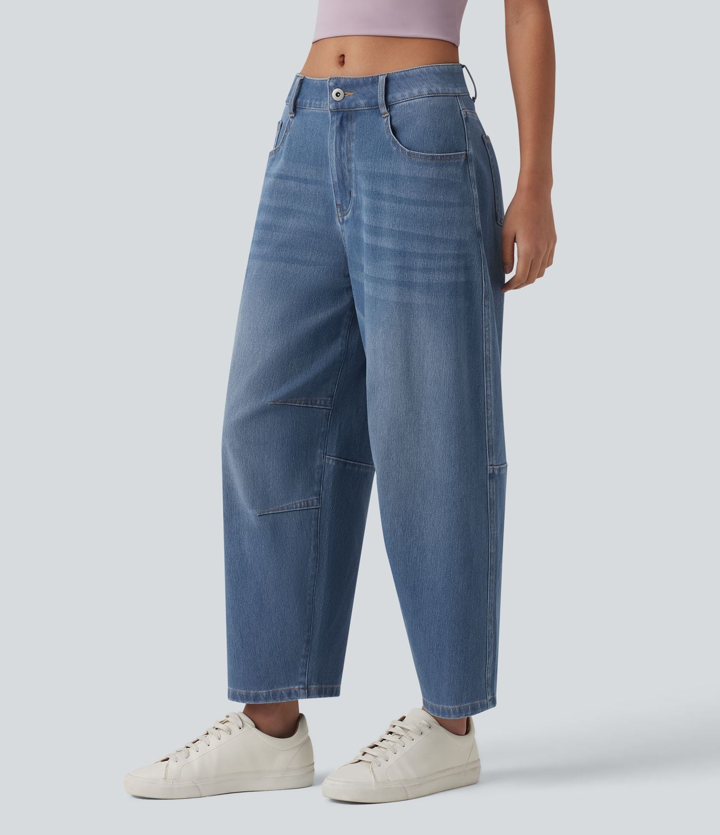 Jean Barrel 7/8 taille basse Halara Flex™ avec poches zippées