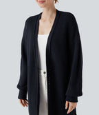 Cardigan long manches évêque avec fentes et découpes