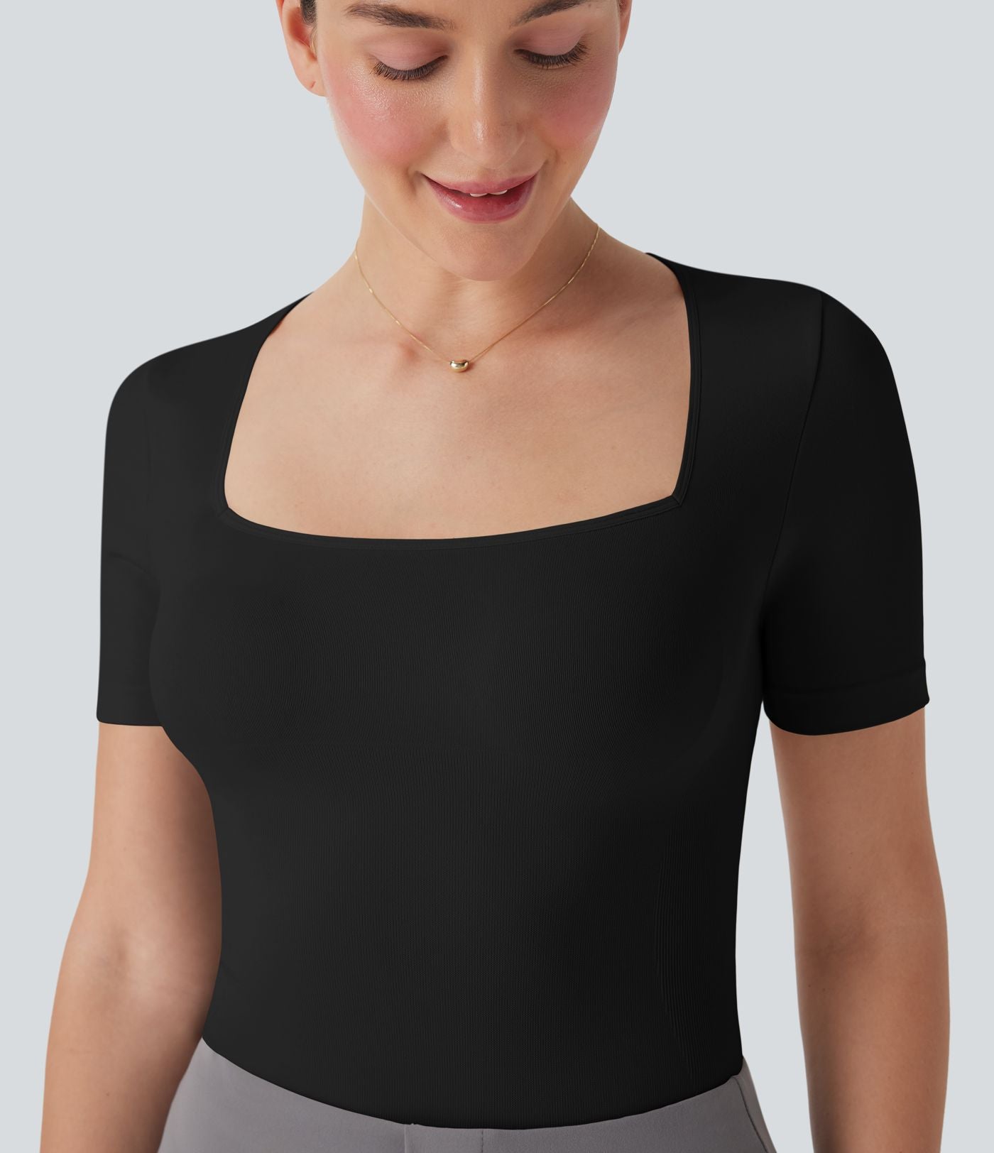 Combinaison de travail lissante décolleté carré avec bretelles de jambe ajustables sans couture OneForm Seamless Flow - Easy Peasy