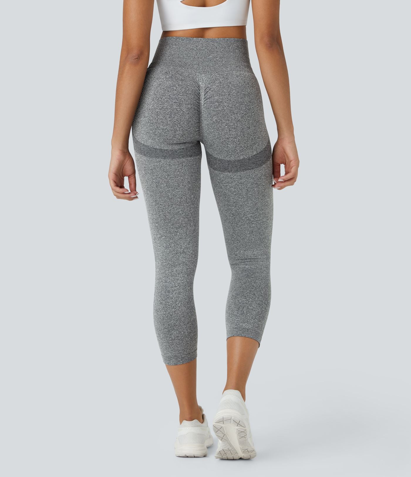 Legging capri yoga taille haute froncé effet push-up sans couture OneForm Seamless Flow