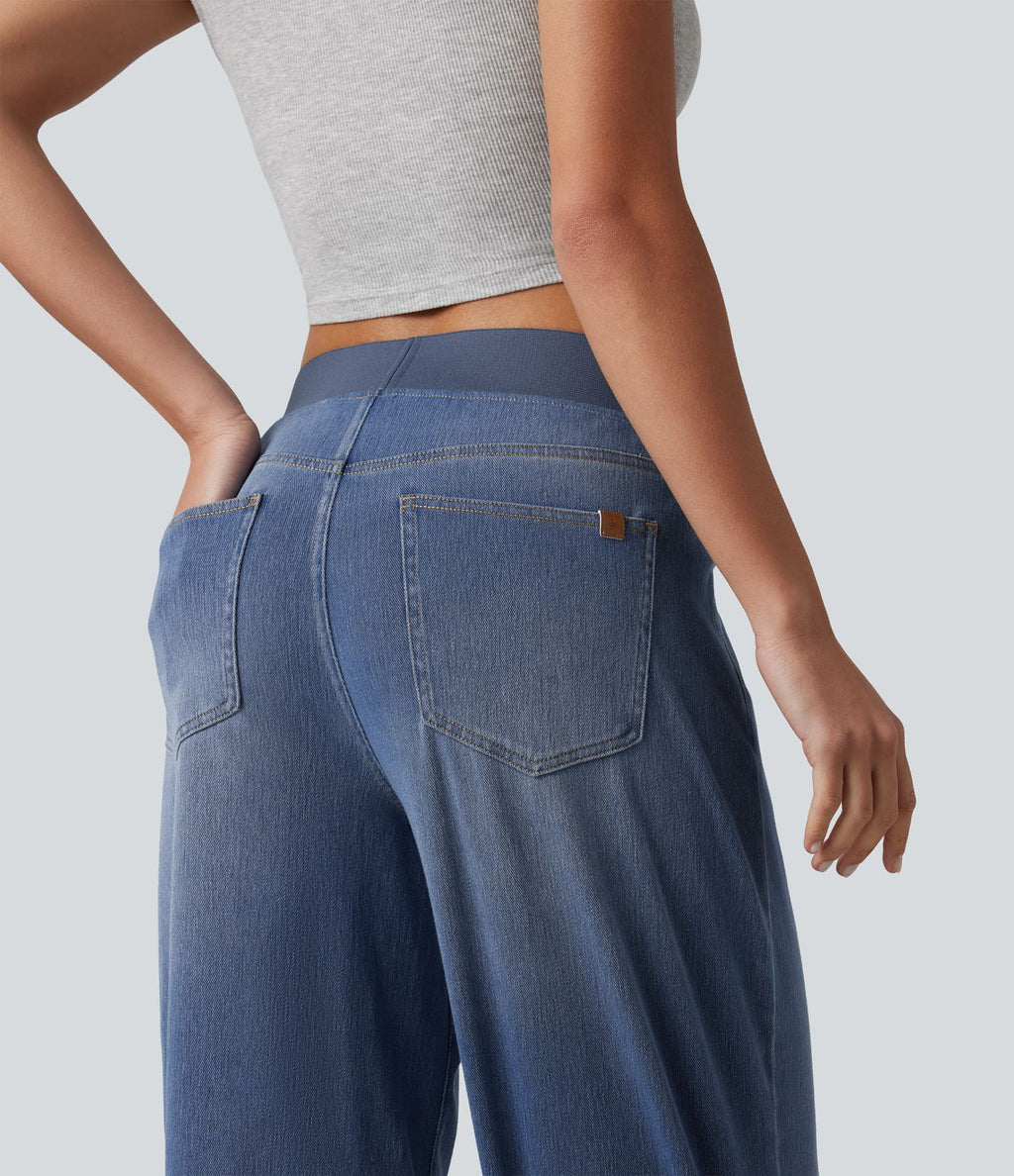 Jean capri barrel taille basse Halara Flex™ Denim avec poches