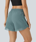Short 12,5cm Running Fluide 2 en Taille Mi-Haut Cordon de Serrage Mesh Contrastant