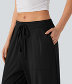 Pantalon décontracté fuselé à taille moyenne avec cordon et poches
