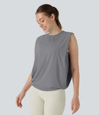 Débardeur de yoga col rond froncé, tissu rafraîchissant - Protection UPF50+