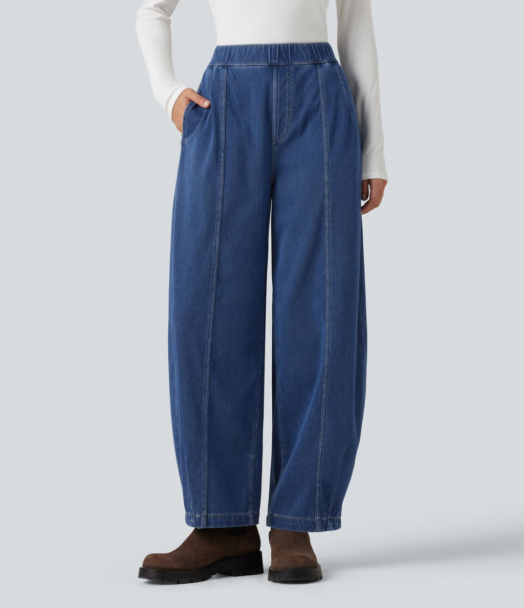 Jean barrel casual taille haute Halara Flex™ à poches