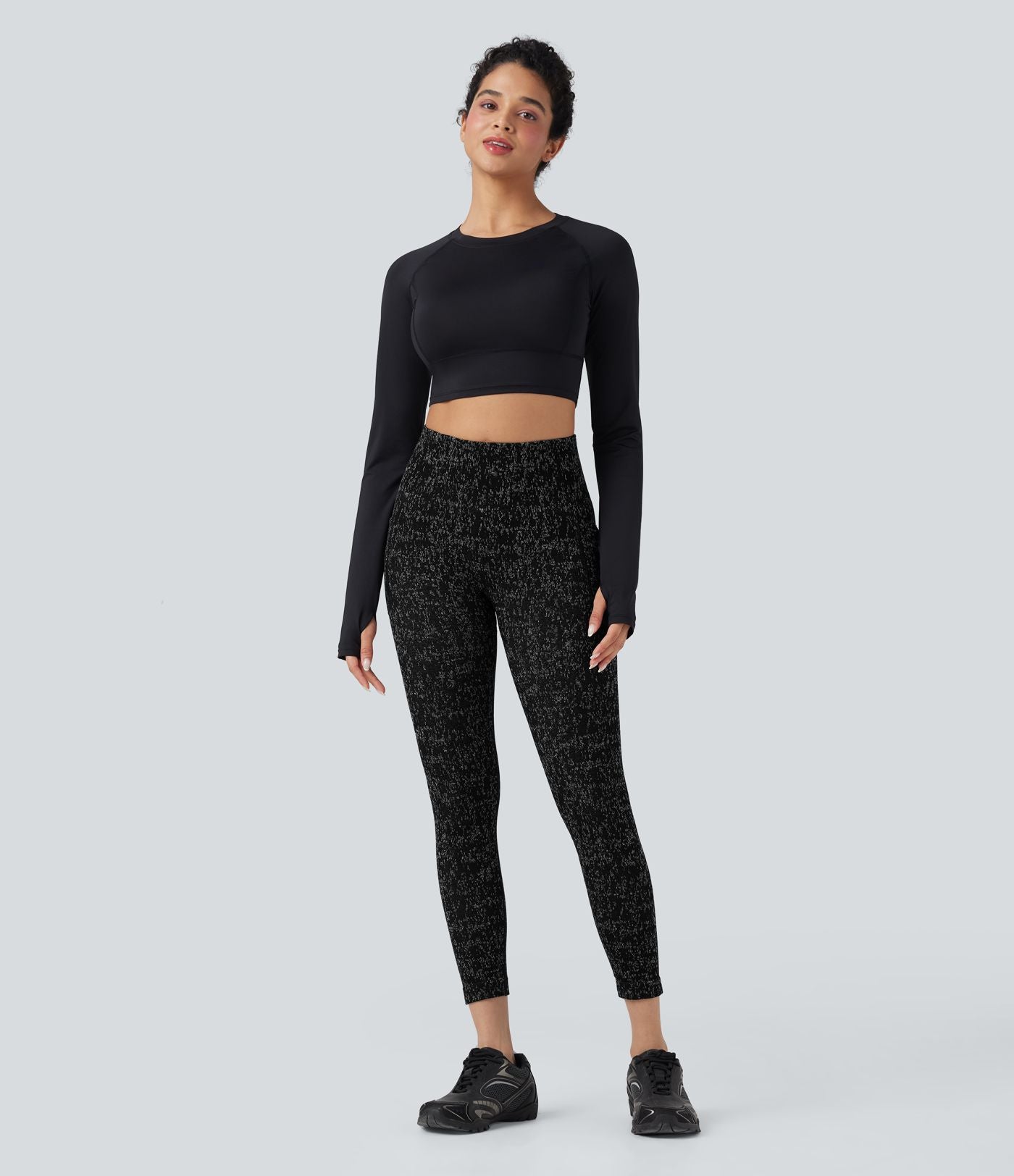Legging yoga 7/8 taille haute moucheté sans couture OneForm Seamless Flow avec poches