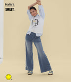 Jean large casual délavé Halara X Smiley® Halara Flex™ taille haute avec poches