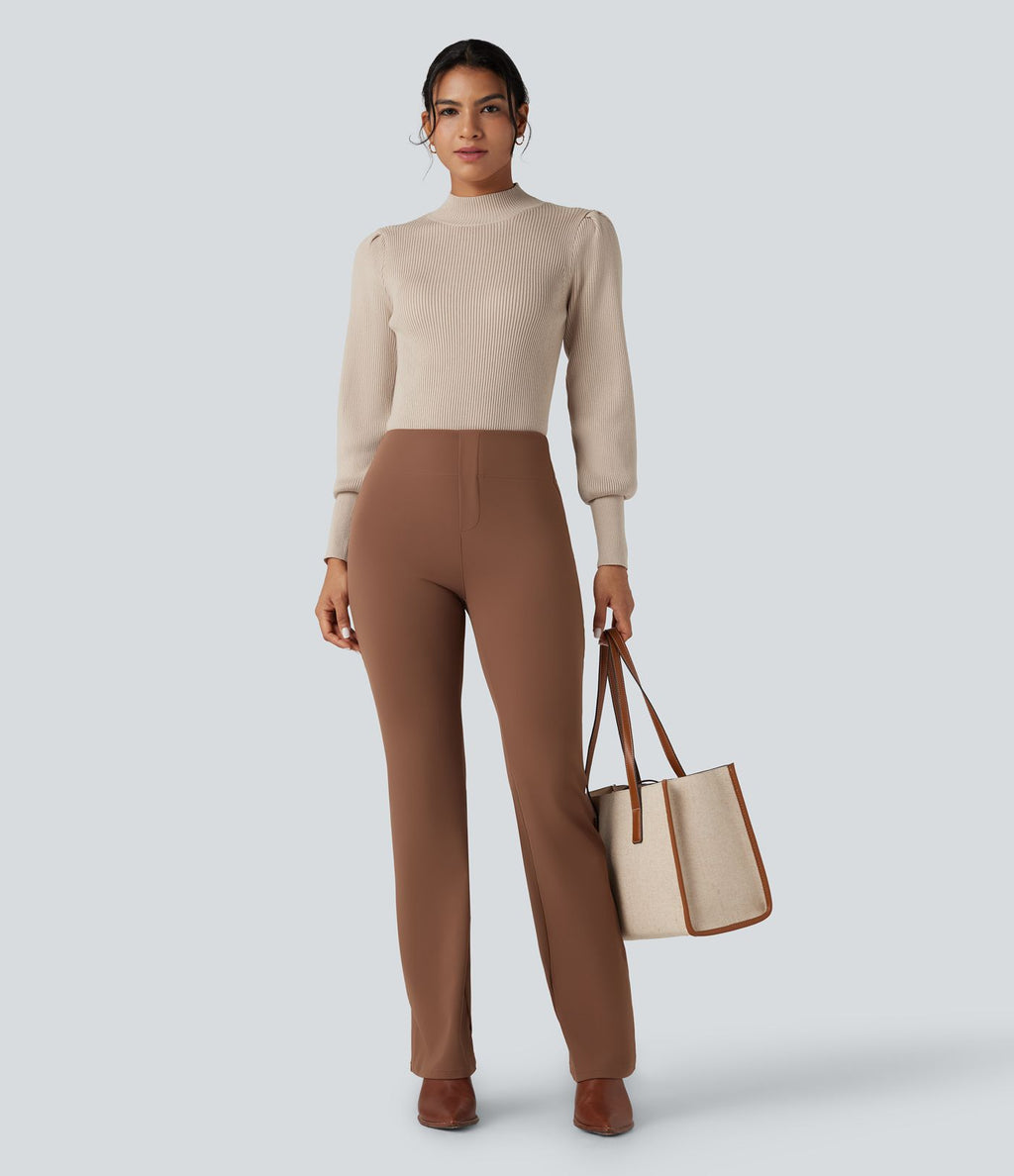 Pull col montant manches bouffantes longues