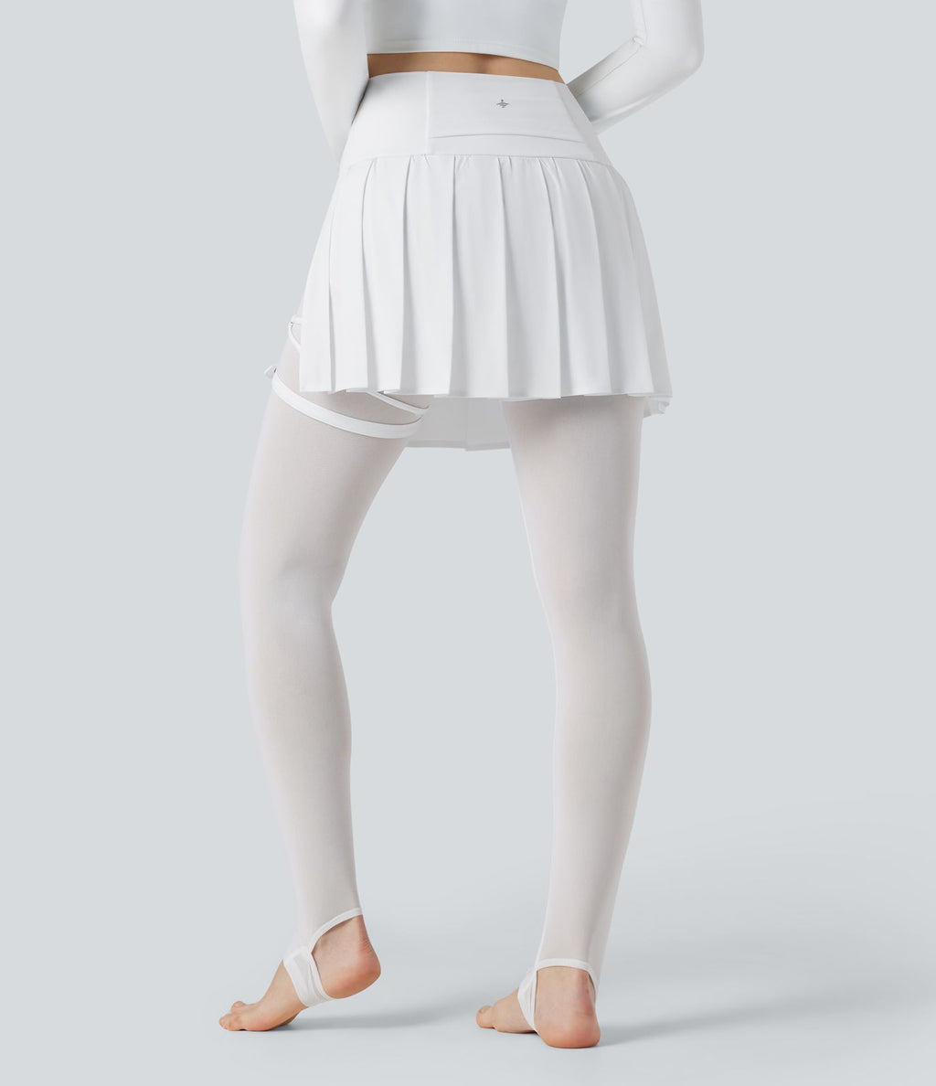 Legging à jupe étrier danse Breezeful™ 2-en-1 taille haute plissé résille contrastante séchage rapide avec poches