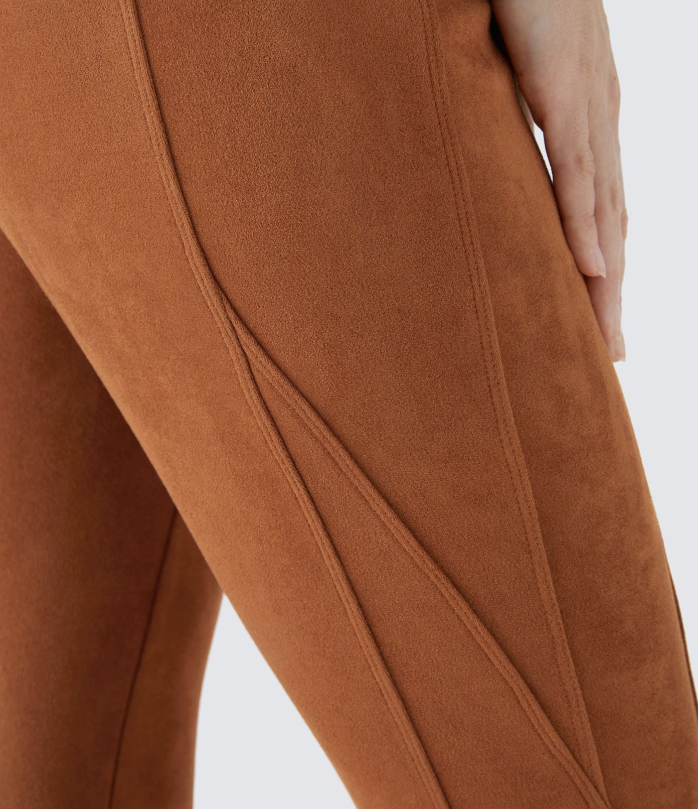Legging décontracté en suédine taille haute, gainant, avec poches latérales