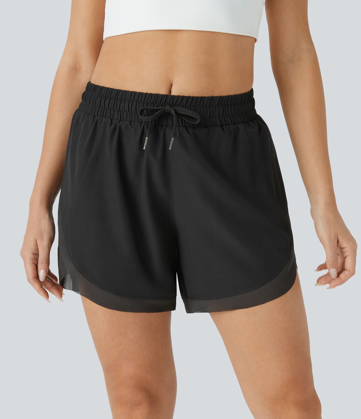 Short 12,5cm Running Fluide 2 en Taille Mi-Haut Cordon de Serrage Mesh Contrastant