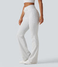 Pantalon de yoga flare taille haute rayé avec cordon de serrage et poches