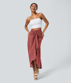Jupe fluide de Vacances Breezeful™ Séchage Rapide Taille Haute Dos Noué Torsadé