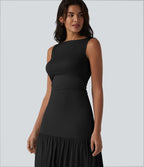 Robe longue fluide sans manches, coupe moulante, style casual