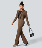 Pantalon tailleur légèrement évasé taille haute avec poches arrière Halara Flex™