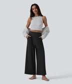 Pantalon large yoga plissé taille haute longueur cheville à séchage rapide Breezeful™ avec poches