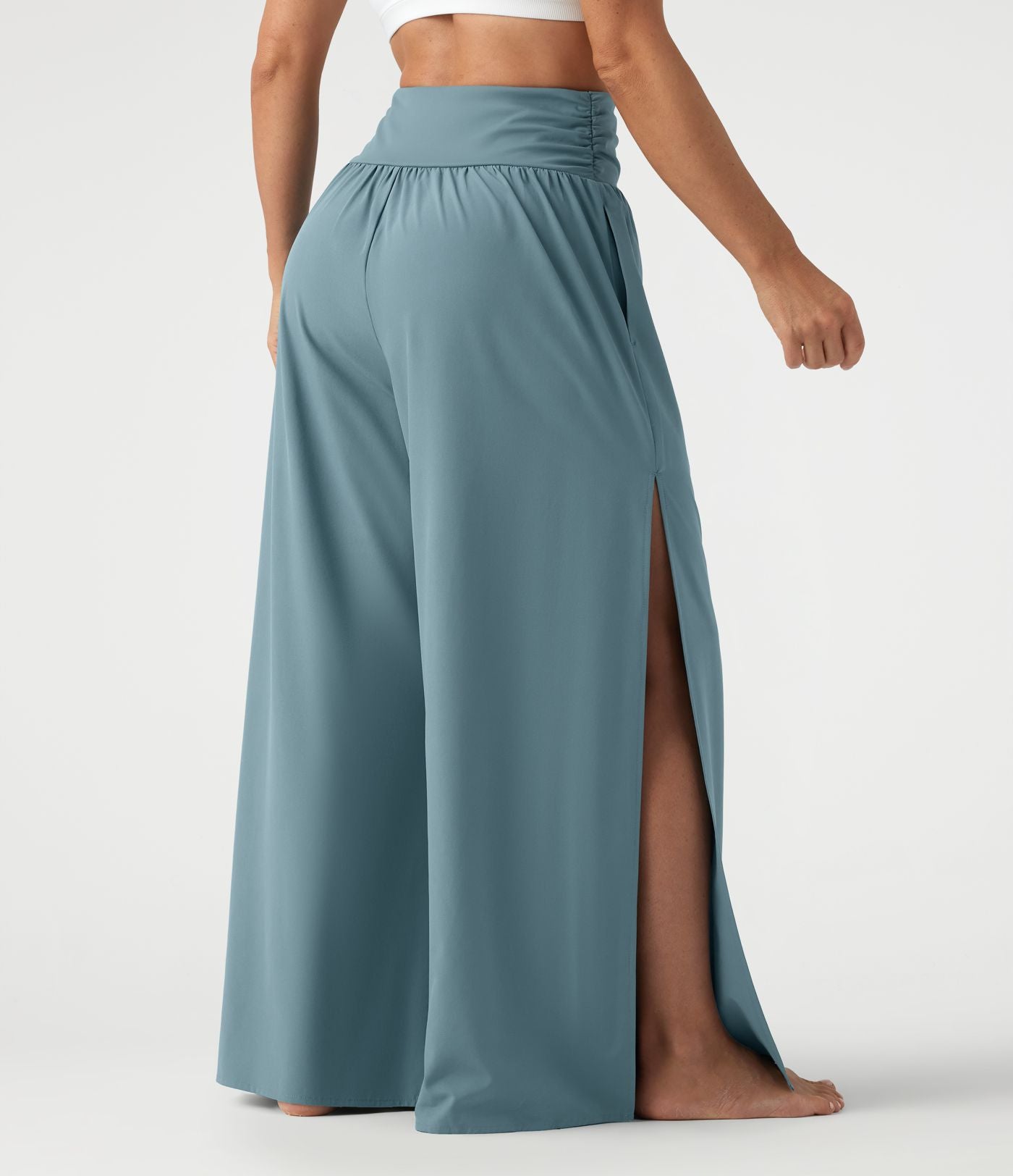 Pantalon fluide Breezeful™ taille haute à séchage rapide avec fronces, fente et poches