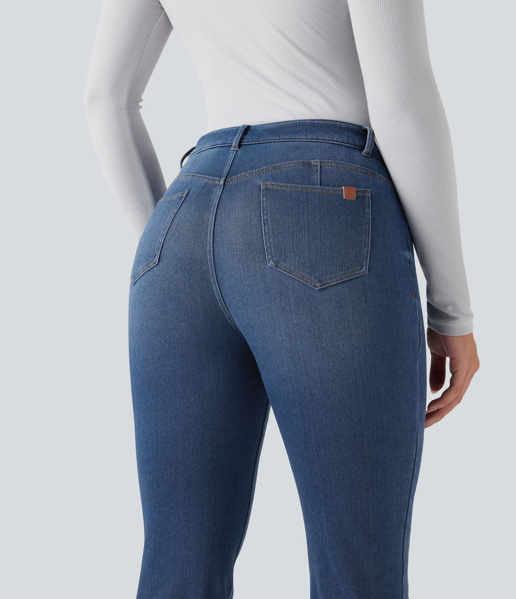 Halara Flex™ Denim Heat Jean casual évasé taille mi-haute avec poches