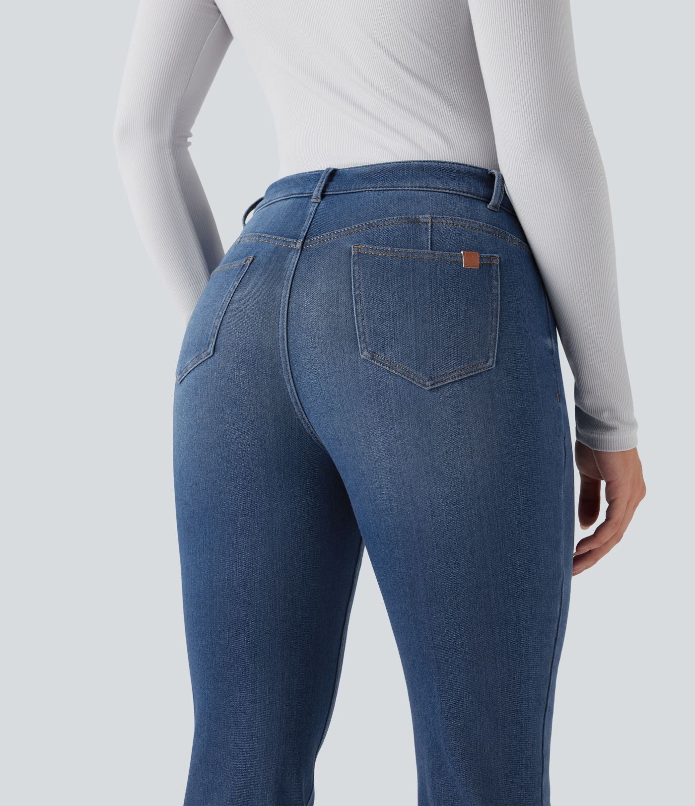 Halara Flex™ Denim Heat Jean casual évasé taille mi-haute avec poches