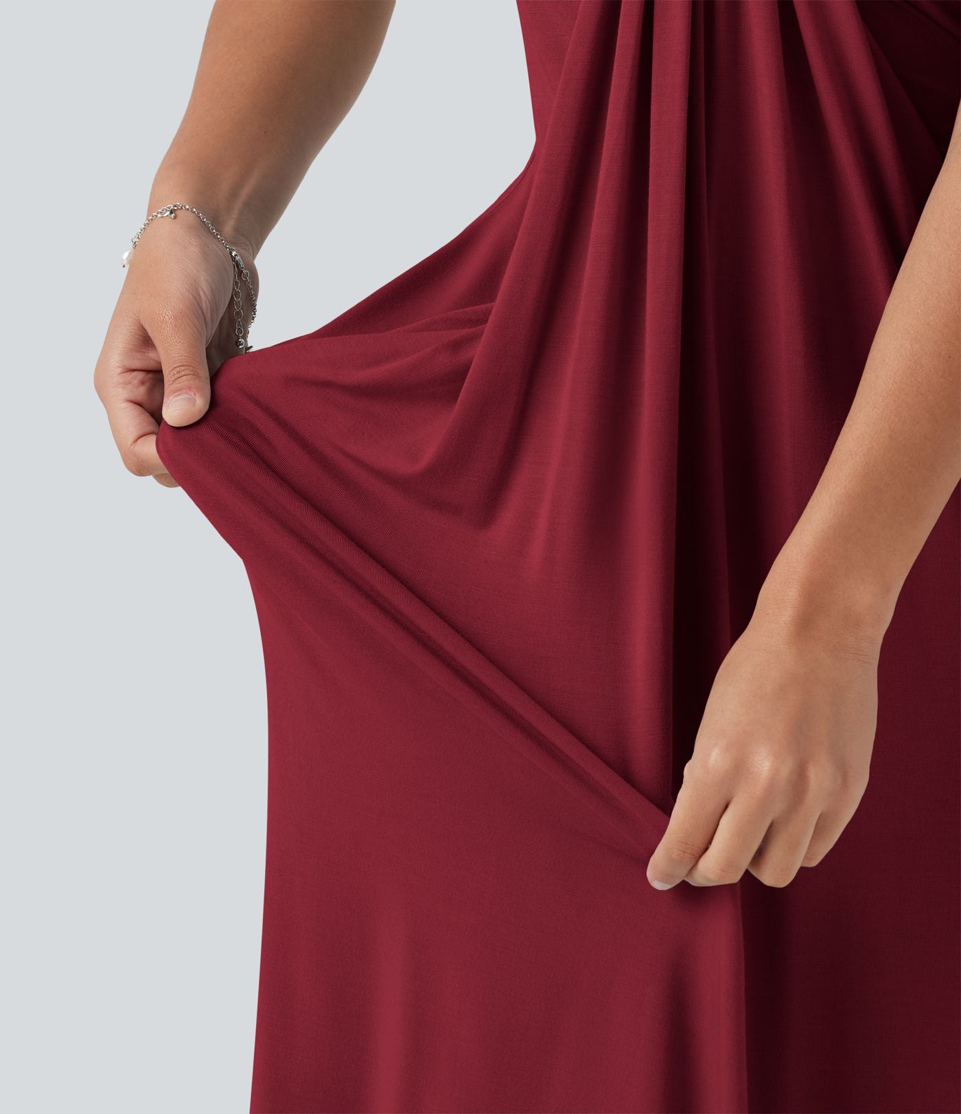 Robe longue dos nu à nouer avec soutien-gorge intégré et poches