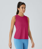 Top Débardeur Yoga Uni à Ourlet Croisé et Découpe