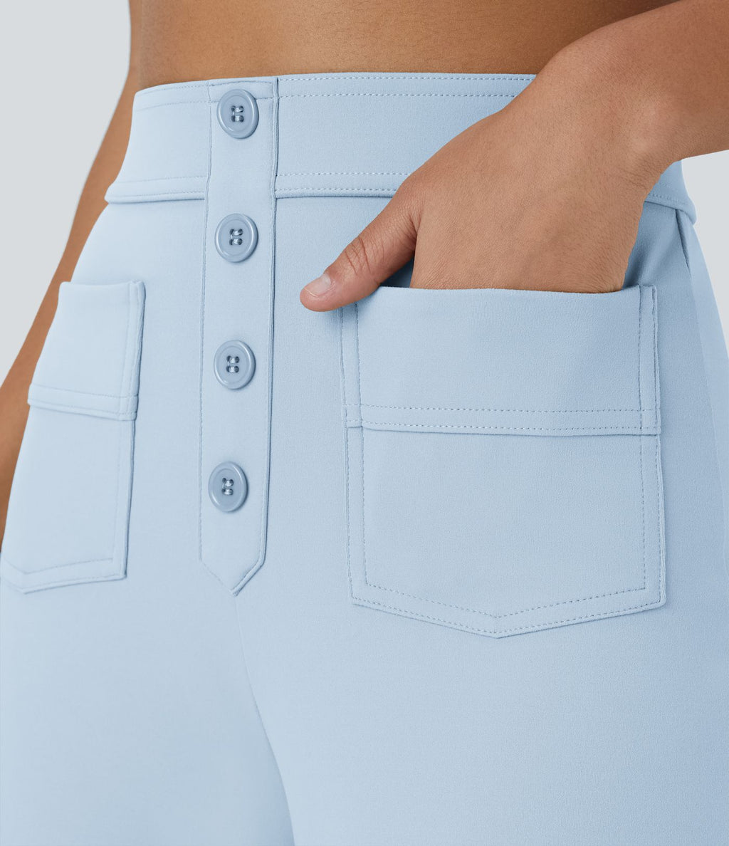 Pantalon taille haute coupe droite DayStretch avec poches