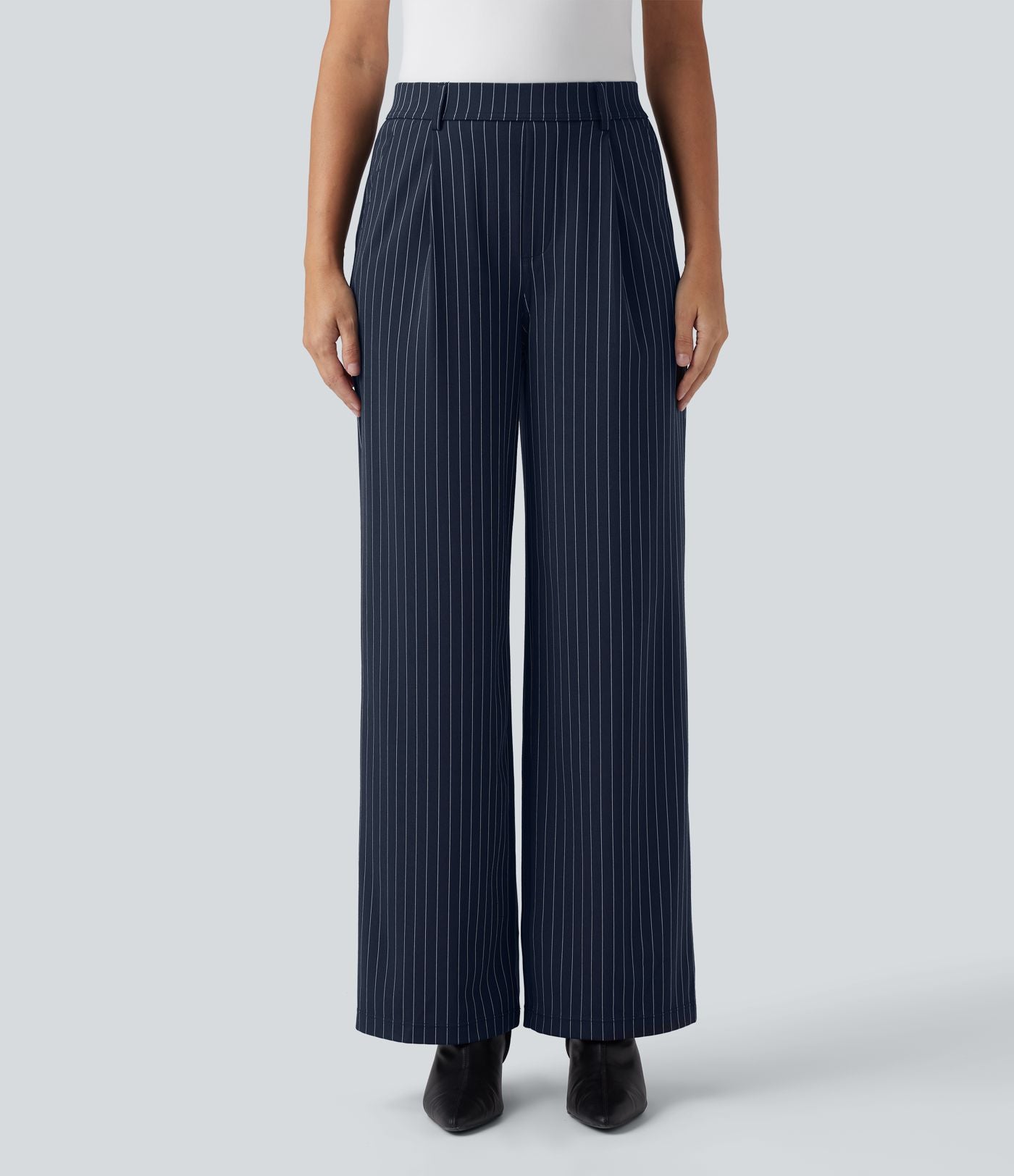 Pantalon Halara Flex™ tailleur droit taille haute rayé effet frais InstantCool avec poches