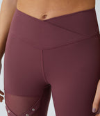 Legging yoga croisé taille haute avec mesh contrastant et boucle décorative DayStretch