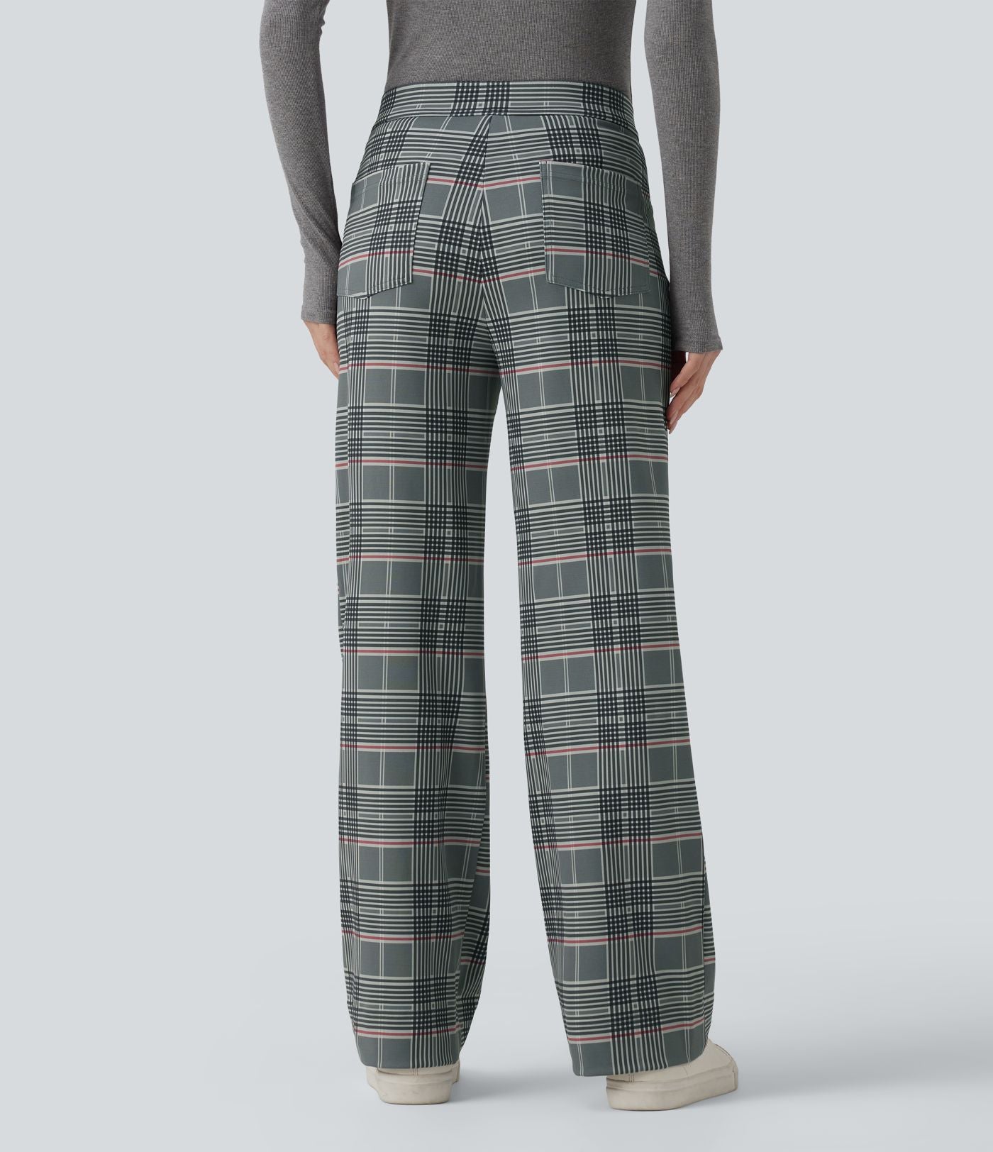 Pantalon tailleur Halara Flex™ à carreaux taille haute coupe droite avec poches