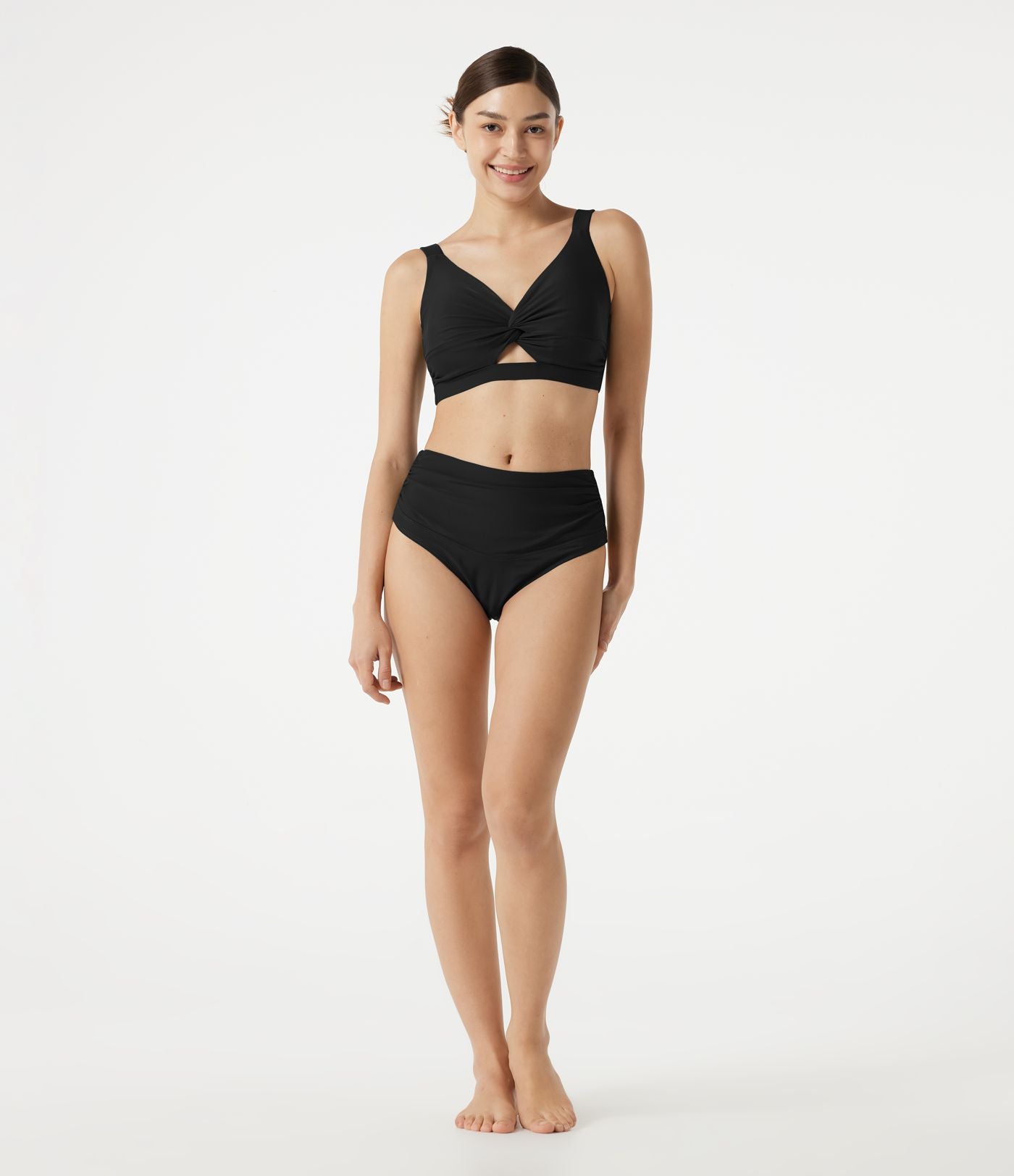 Haut de bikini push-up à décolleté en V plongeant avec brassière intégrée