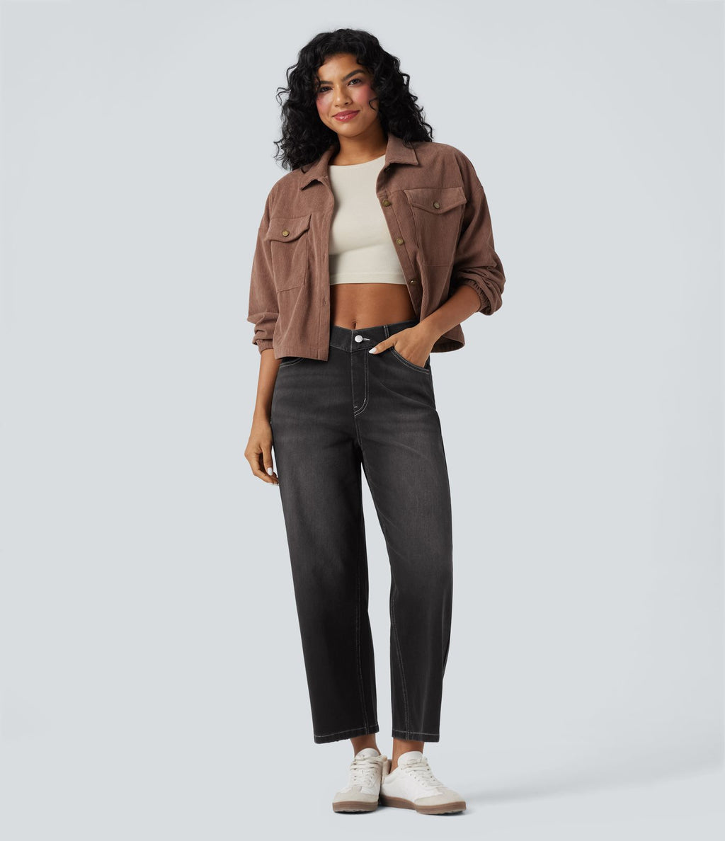 Jean baggy Halara Flex™ taille haute coupe en V 7/8 avec poches