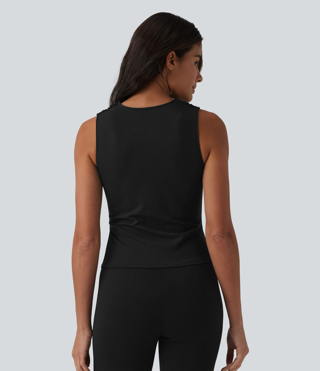 Débardeur tailleur col V avec fronces et brassière intégrée