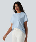 T-shirt casual col rond manches courtes en coton