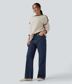Jean taille haute Halara Flex™ jambes droites, effet sparkle avec poches