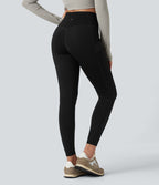 Legging de randonnée 7/8 résistant à l'usure taille haute croisée réfléchissant avec poche