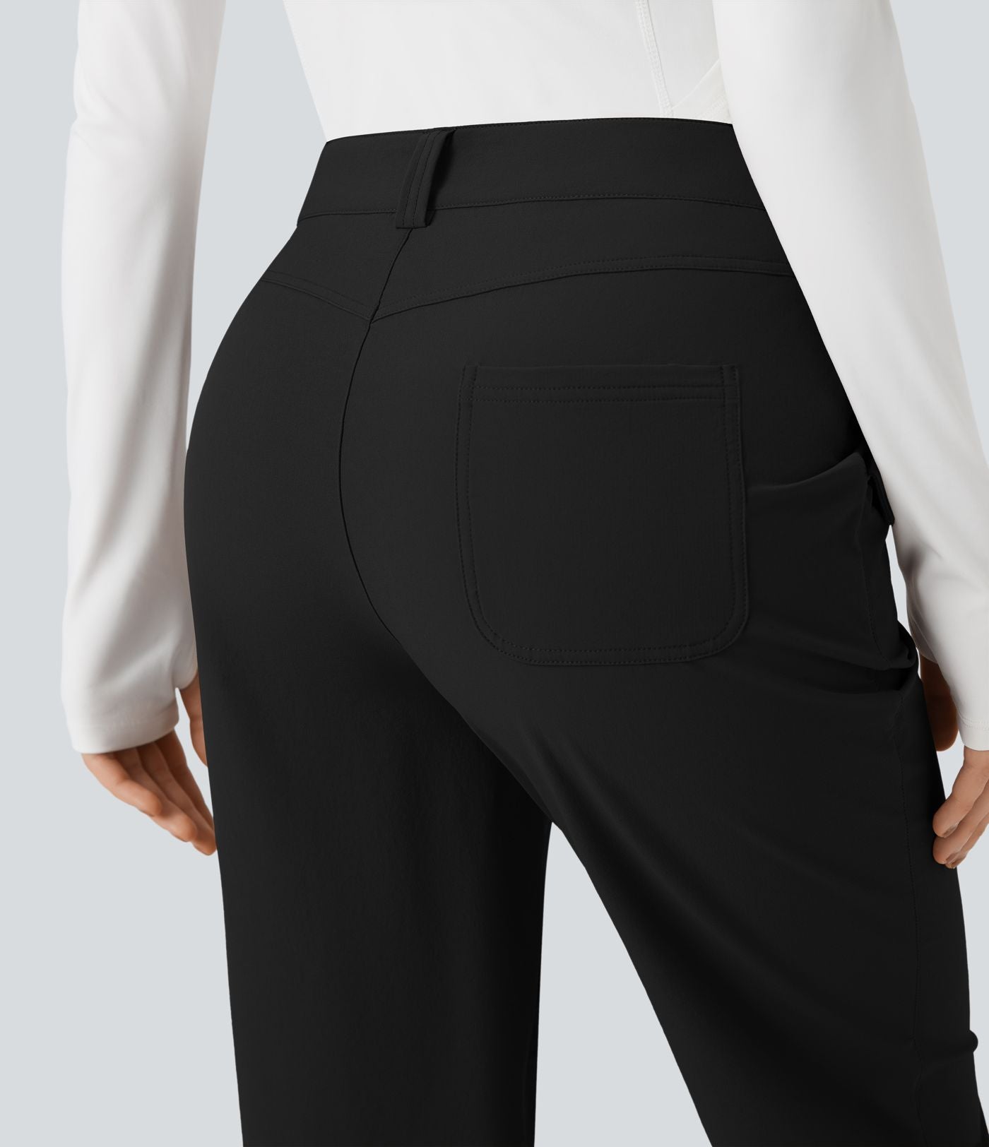 Pantalon de randonnée droit déperlant taille mi-haute avec poches