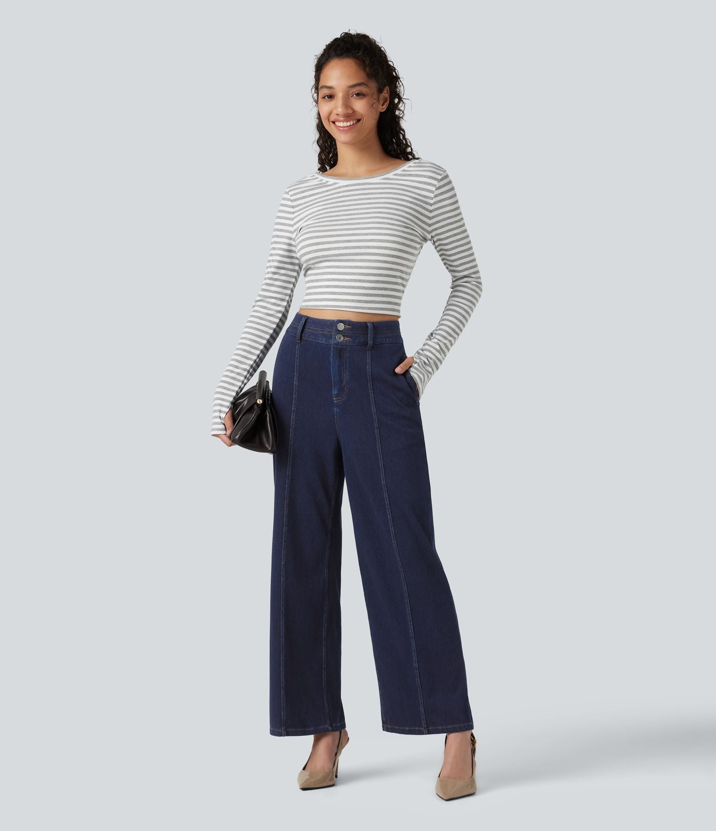 Jean large casual Halara Flex™ taille haute à poches