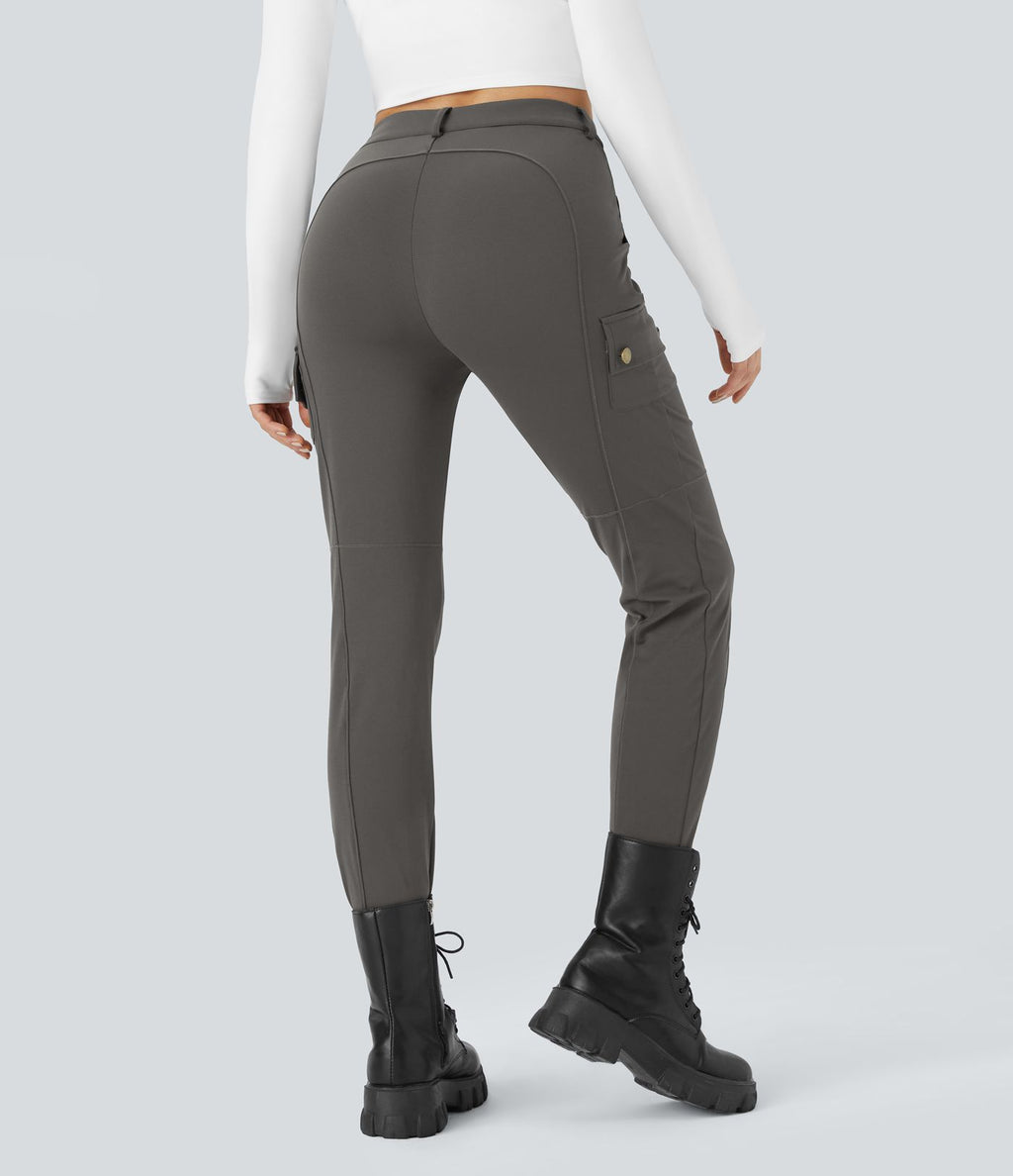 Pantalon cargo ajusté uni taille haute DayStretch avec poches zippées